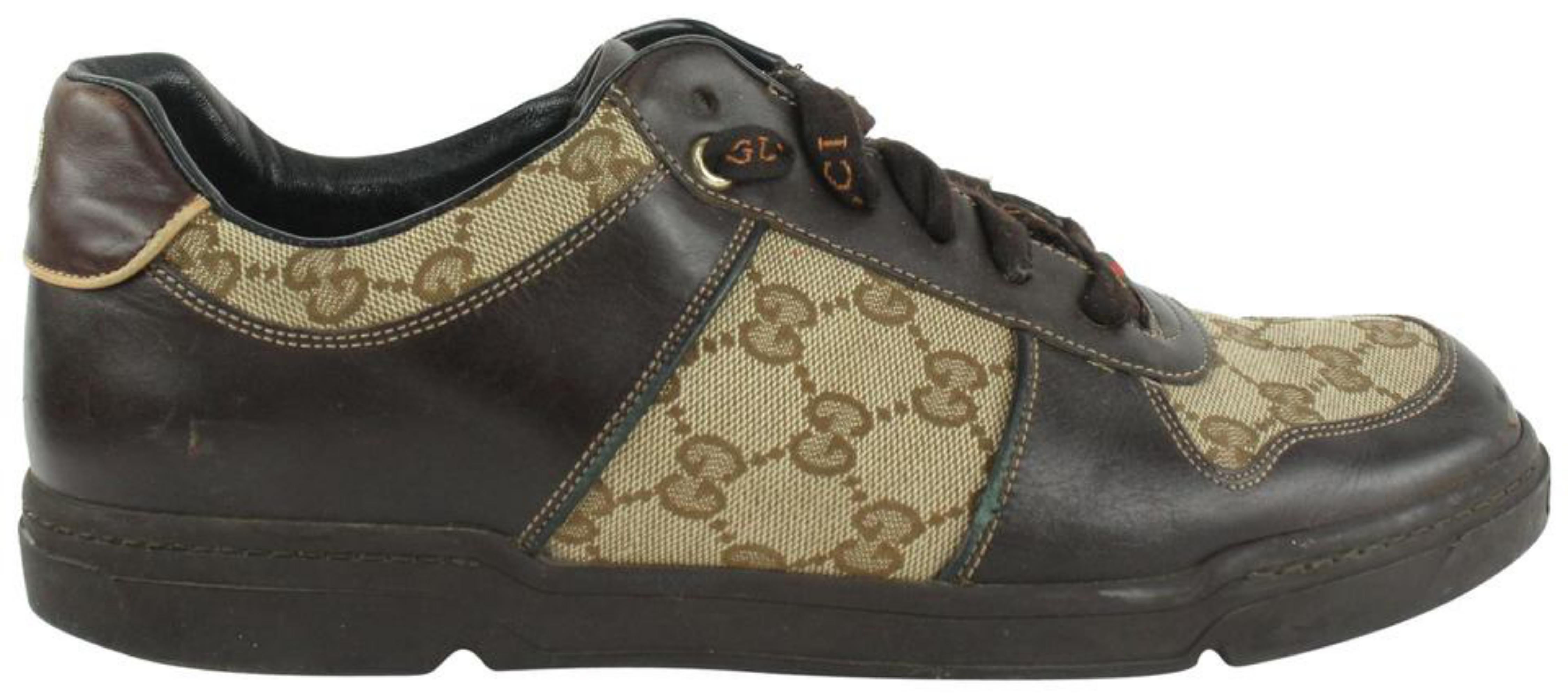 Gucci Men's 9 US Brown Monogram GG Signature Lace Low Sneakers 1216g50
Date Code/Serial Number: 162961
Made In: Italy
Measurements: Length:  11.8
