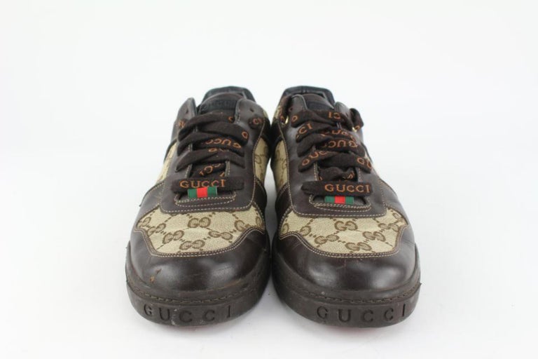 Gucci Men's 9 US Brown Monogram GG Signature Lace Low Sneakers 1216g50 For  Sale at 1stDibs | gucci shoes brown, gucci monogram sneakers, gucci man  sneakers