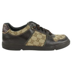 Used Gucci Men's 9 US Brown Monogram GG Signature Lace Low Sneakers 1216g50