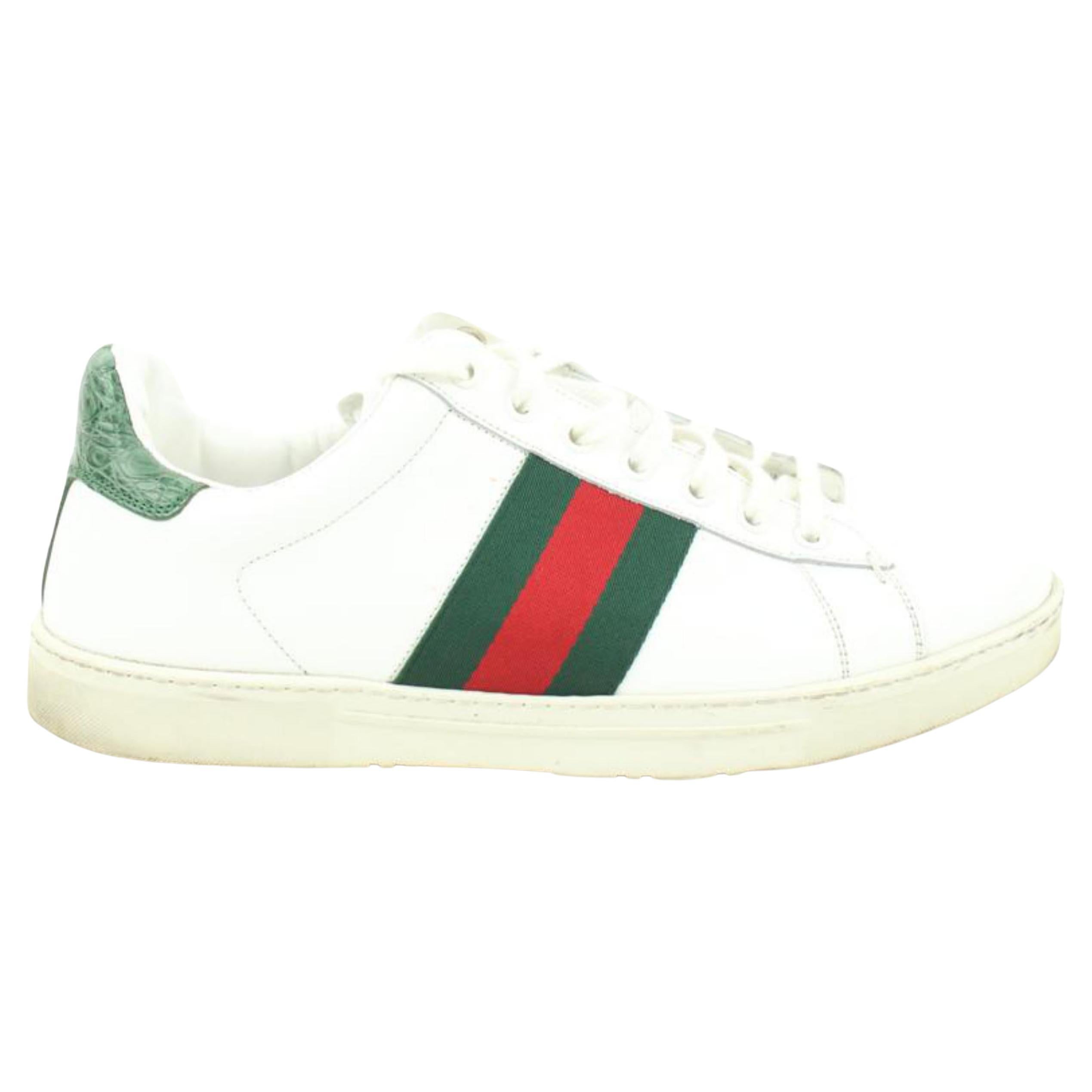 Gucci Men's 9.5 US White Web Ace Sneaker 87g24s For Sale