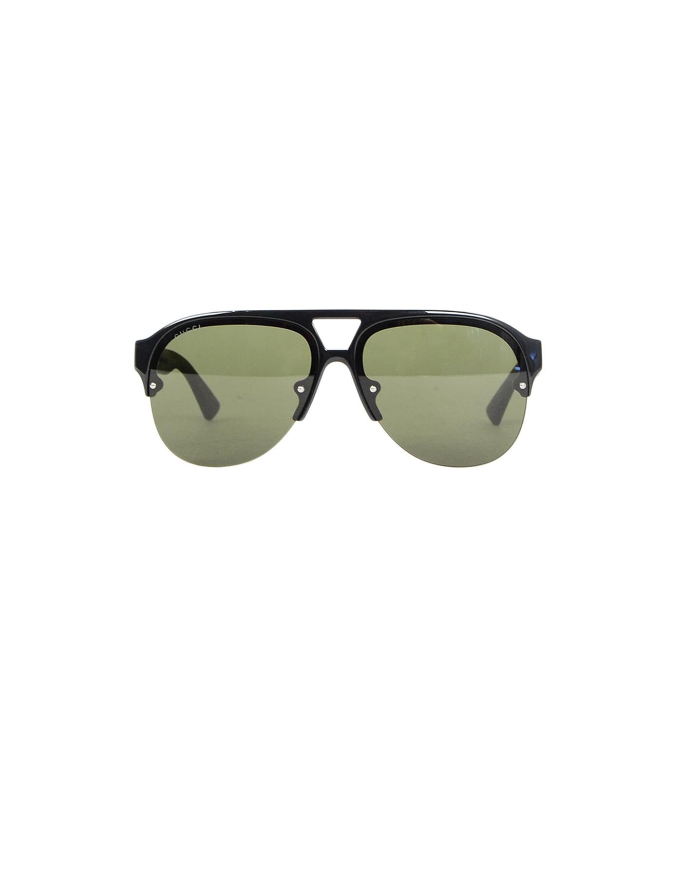 Gucci Men's Black Aviator Sunglasses w/ Web In New Condition In New York, NY