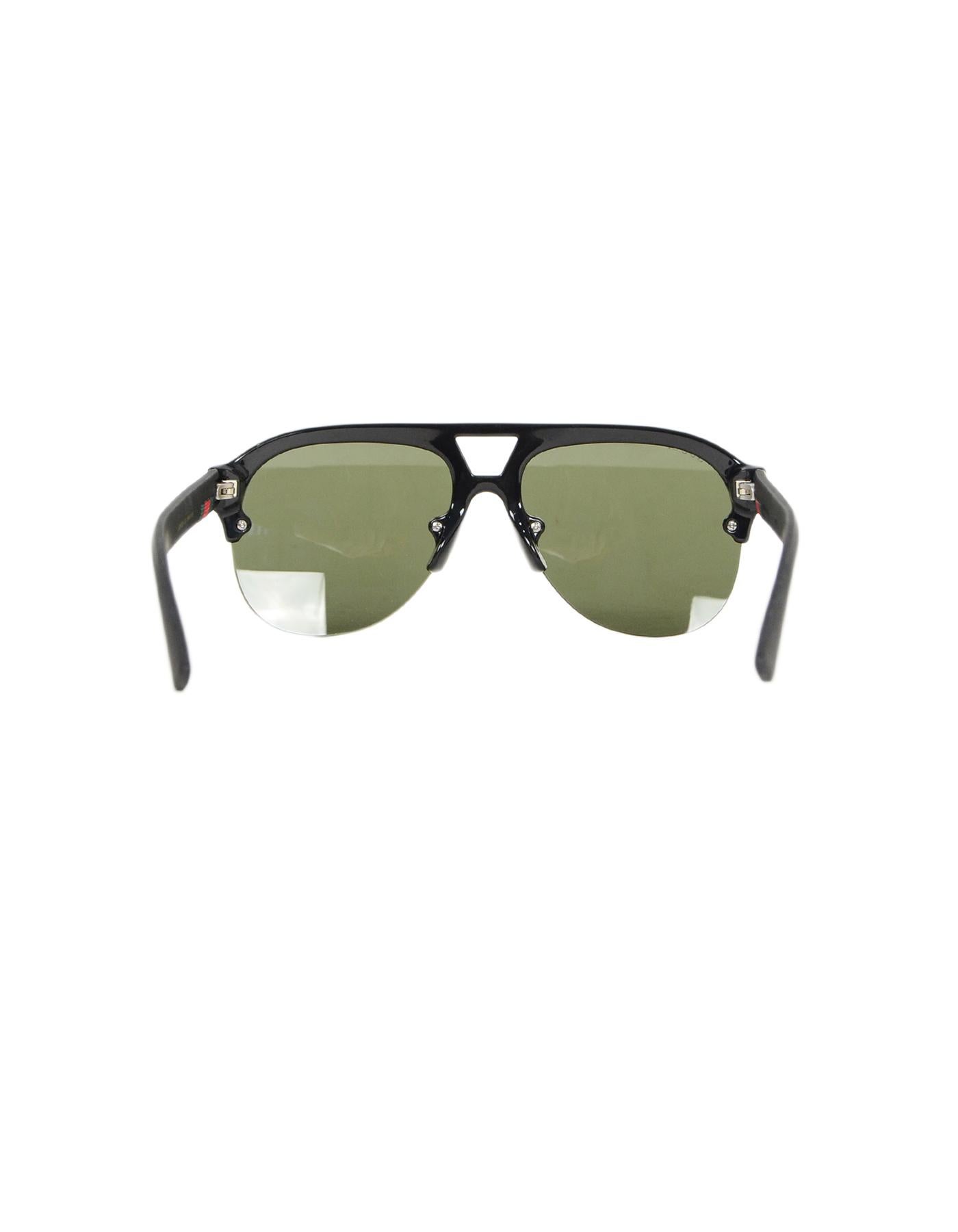 Gucci Men's Black Aviator Sunglasses w/ Web 1