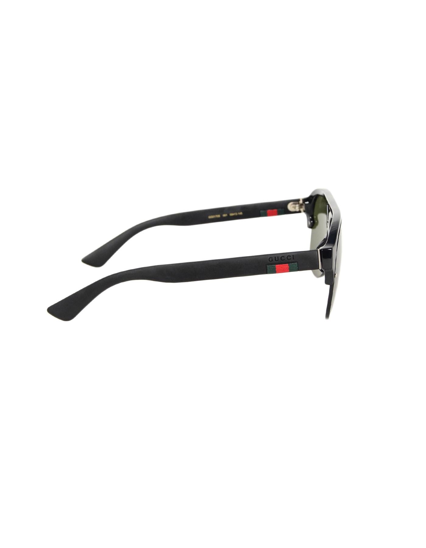 Gucci Men's Black Aviator Sunglasses w/ Web 2