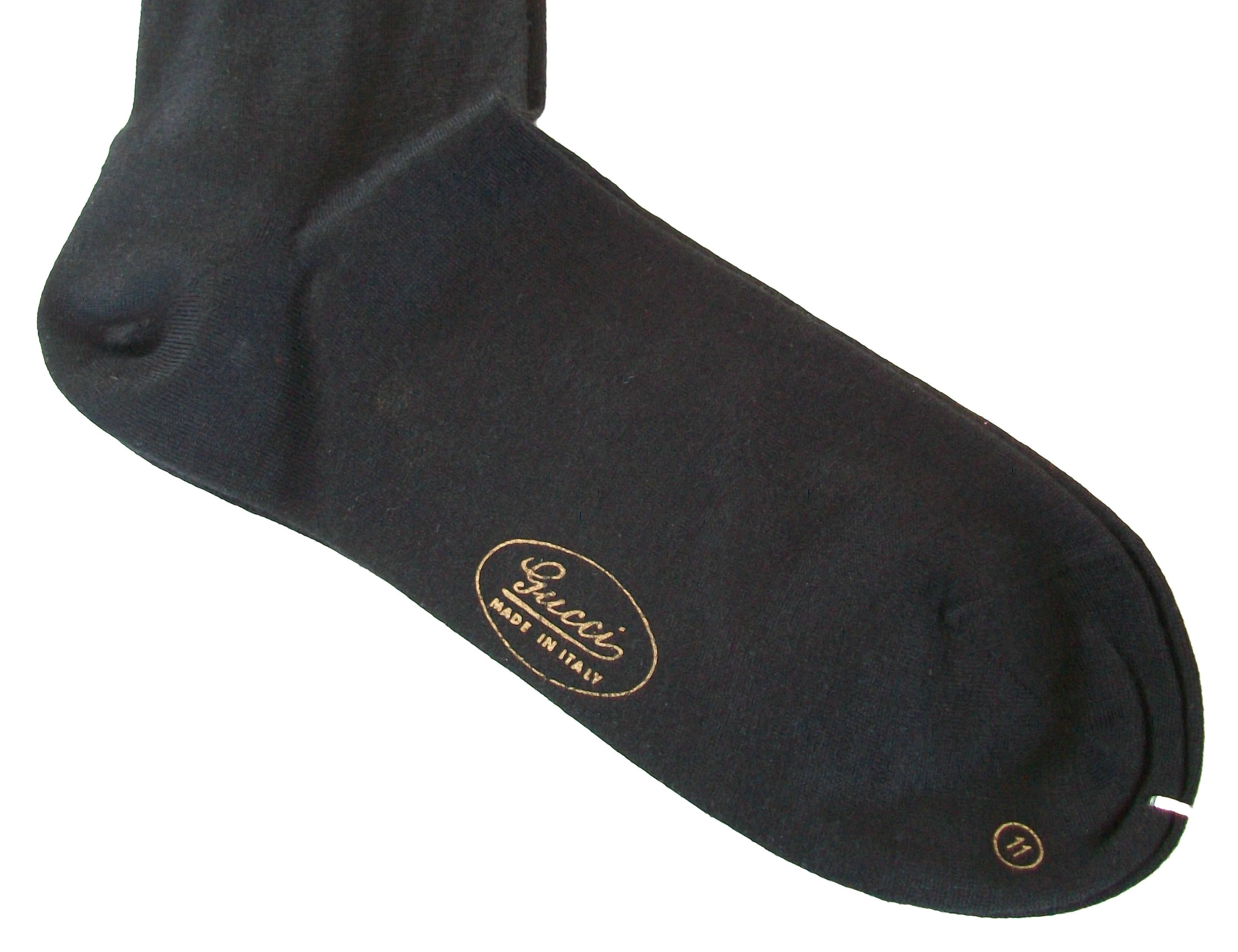 Italian GUCCI - Men's Black Cashmere & Silk Dress Socks - Size 11 - Italy - Circa 1980's For Sale
