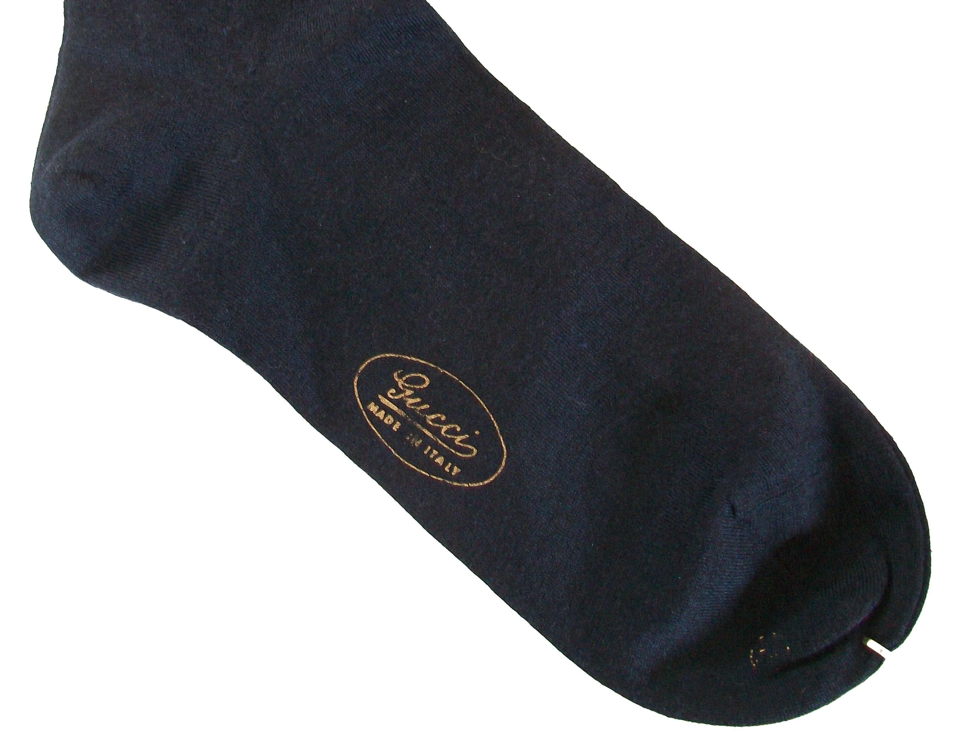 Italian GUCCI - Men's Blue Cashmere & Silk Dress Socks - Size 11 - Italy - Circa 1980's For Sale