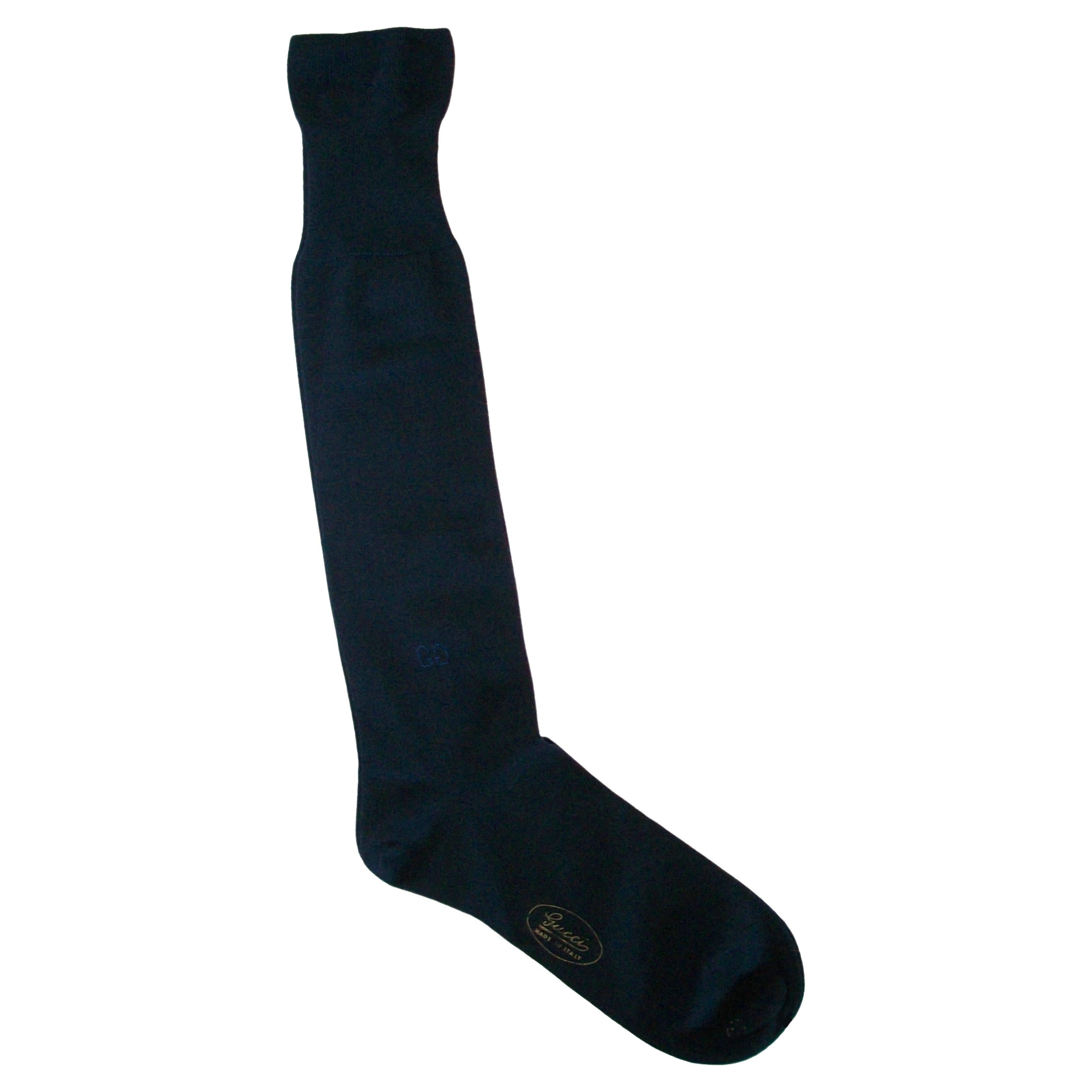 GUCCI - Men's Blue Cashmere & Silk Dress Socks - Size 11 - Italy - Circa 1980's For Sale