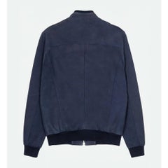 Gucci Men's Blue Suede Perforated Bomber Jacket, Size IT48 M/L, Italy