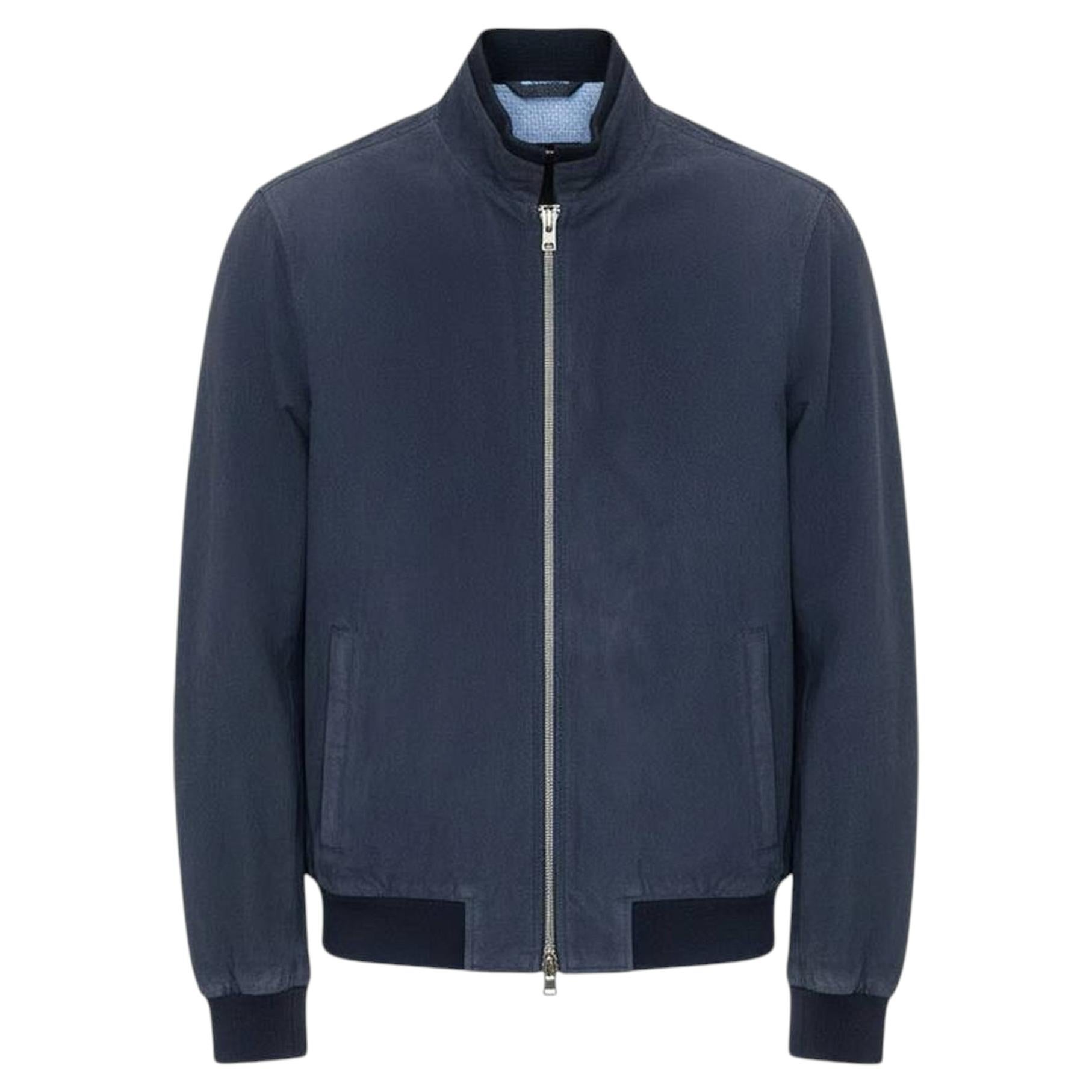 Gucci Men's Blue Suede Perforated Bomber Jacket, Size IT48 M/L, Italy For Sale