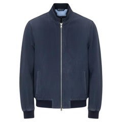 Gucci Men's Blue Suede Perforated Bomber Jacket, Size IT48 M/L, Italy