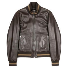 Gucci Men's Bomber Jacket Circa 2010 Brown Leather Size IT52 / L
