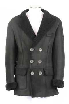 Gucci Men's Double Breasted Shearling Lined Suede Coat It 50 Uk/us 40