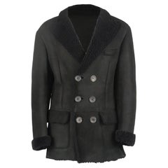 Used Gucci Men's Double Breasted Shearling Lined Suede Coat It 50 Uk/us 40