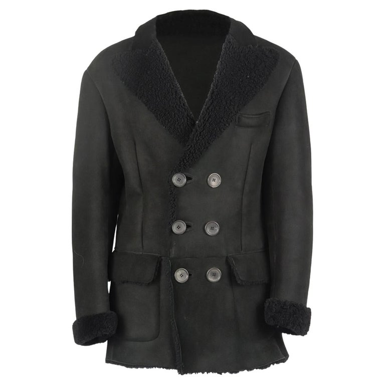 Gucci Men's Double Breasted Shearling Lined Suede Coat It 50 Uk/us 40 For  Sale at 1stDibs