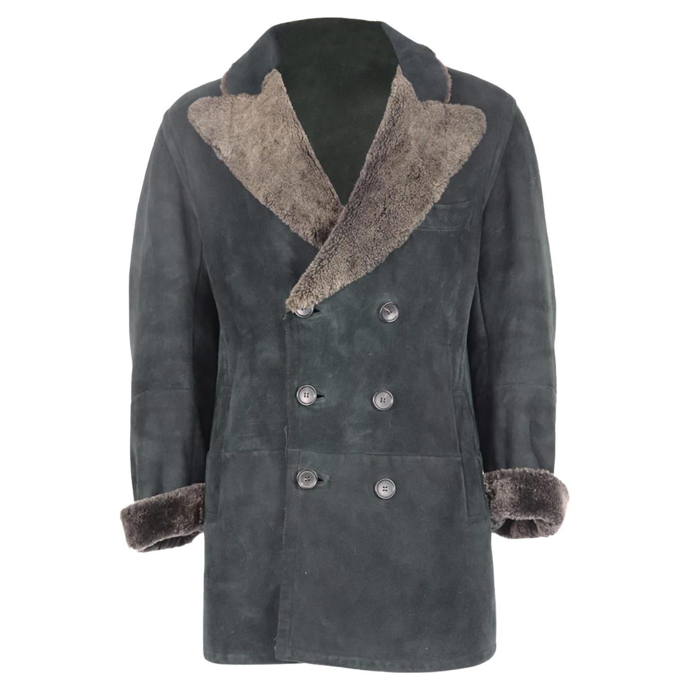 Gucci Men's Double Breasted Shearling Lined Suede Coat It 54 Uk/us Chest 44
