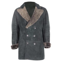 Used Gucci Men's Double Breasted Shearling Lined Suede Coat It 54 Uk/us Chest 44