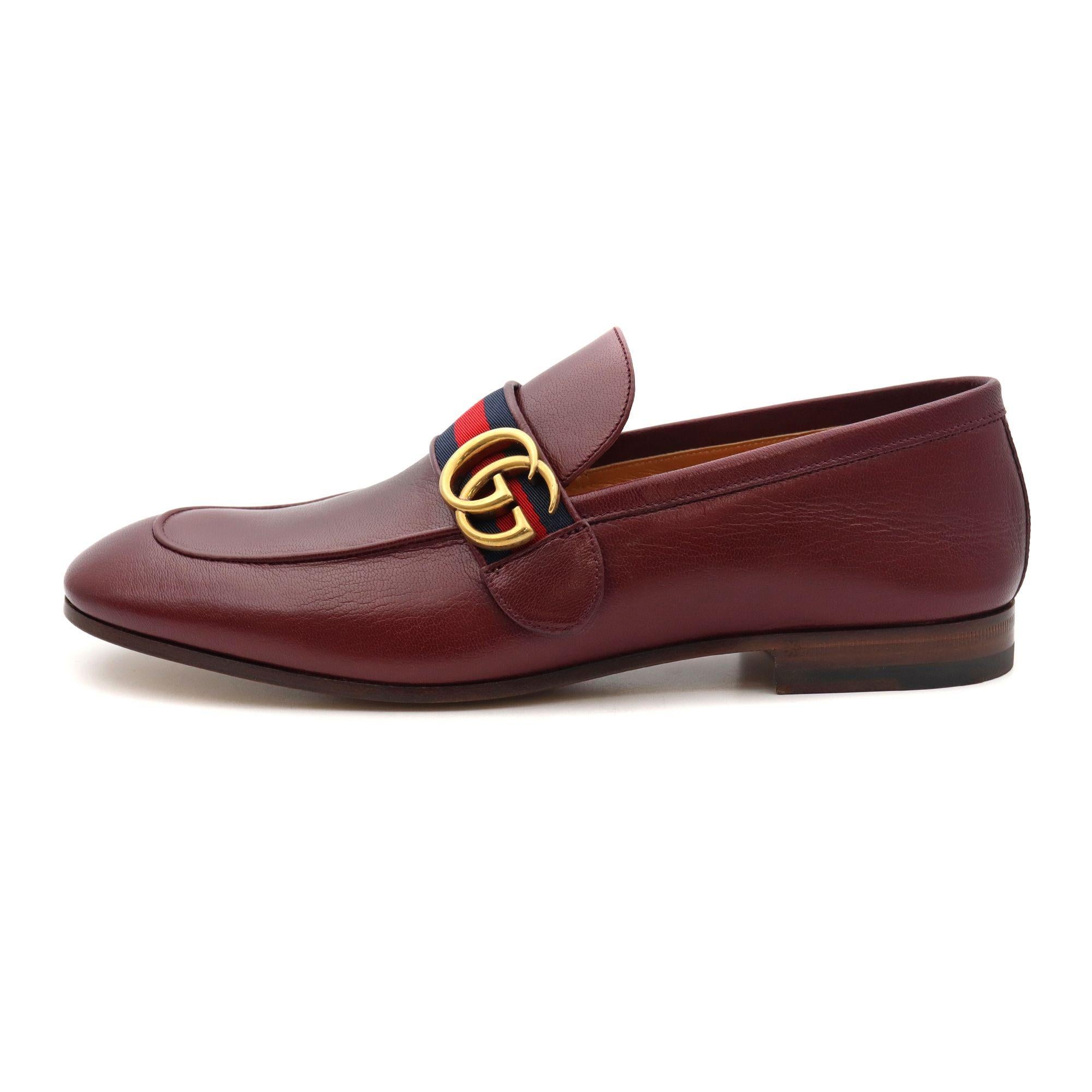burgundy gucci loafers men's