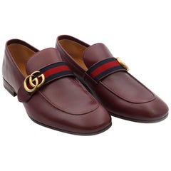 Mocassins Gucci en cuir bourgogne GG Donnie Web Taille 8