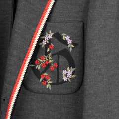 Gucci Mens Grey Blazer With Floral Embroidery 48 IT