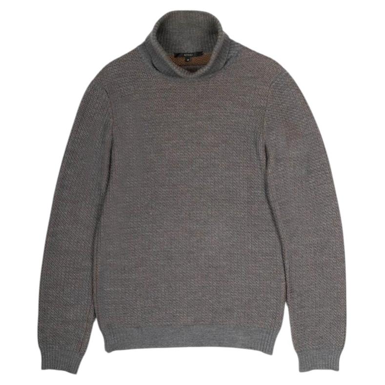 Gucci Men's High-Neck Sweater Grey 100% Wool Size M/L