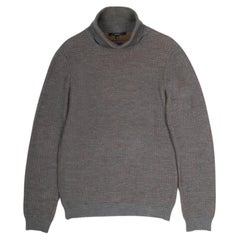 Gucci Men's High-Neck Sweater Grey 100% Wool Size M/L