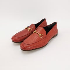 Gucci Men's Jordaan Crocodile Loafer Red Size 40.5