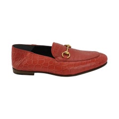 Gucci Men's Jordaan Crocodile Loafer Red Size 40.5