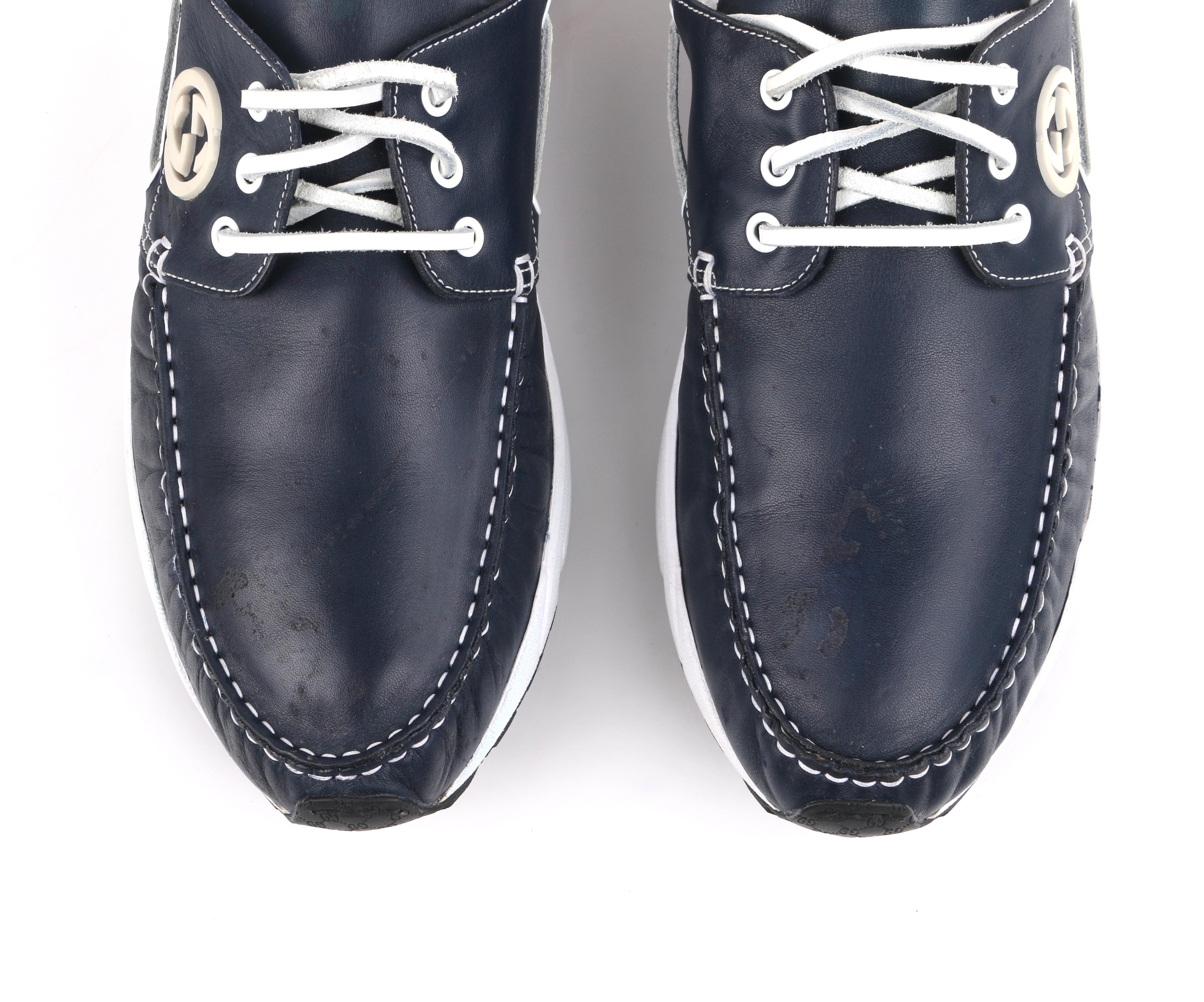 GUCCI Men's Leather Rubber Sole Lace Up Low Top Athletic Boat Shoes 3