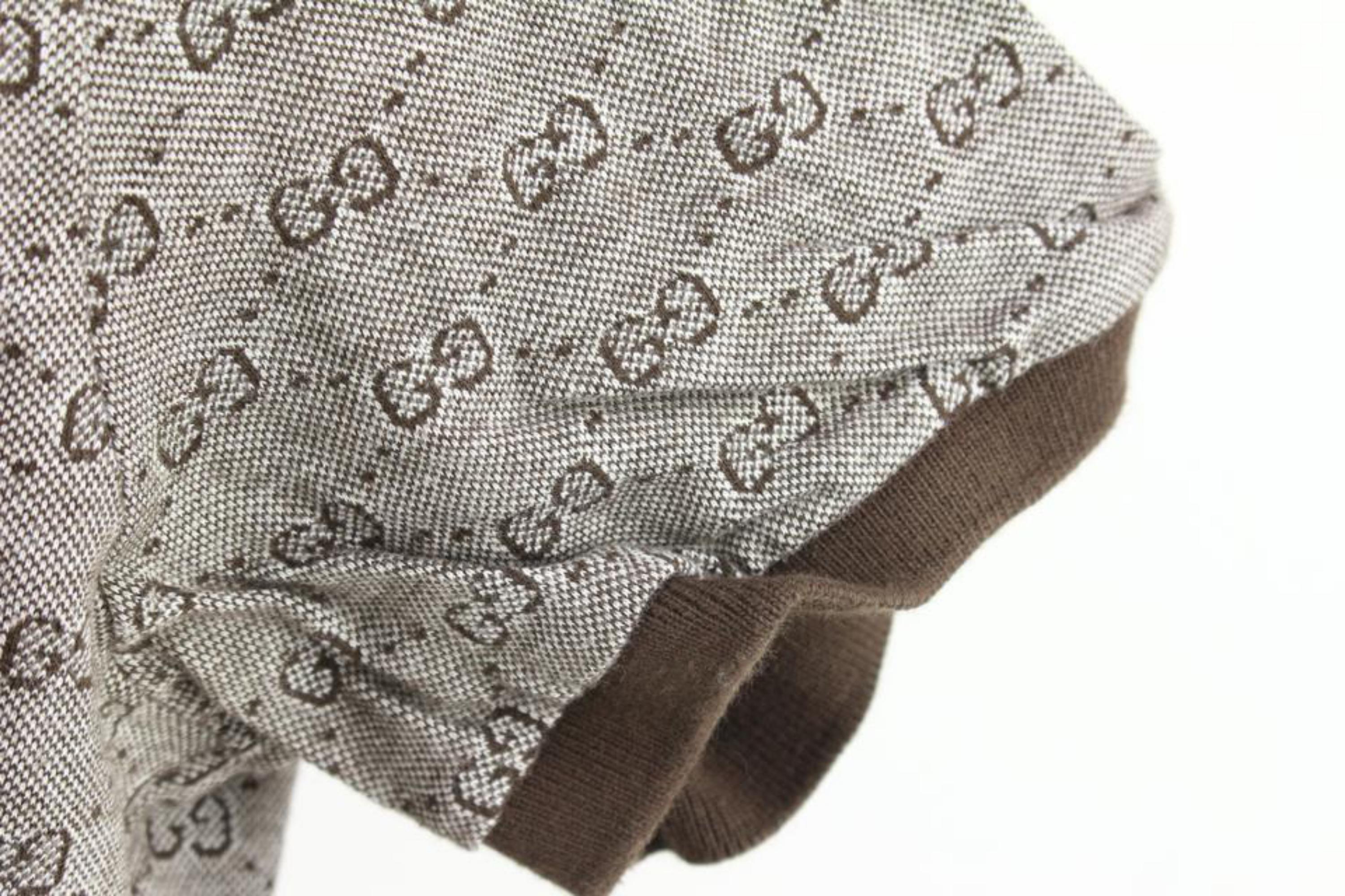 Gucci Men's M Brown Monogram GG Web Collar Polo Shirt Short Sleeve 76g422s 3