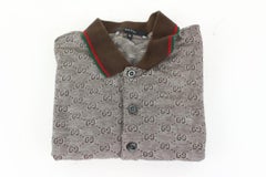 Gucci Herren M Braun Monogramm GG Web Kragen Polohemd Kurzarm 76g422s