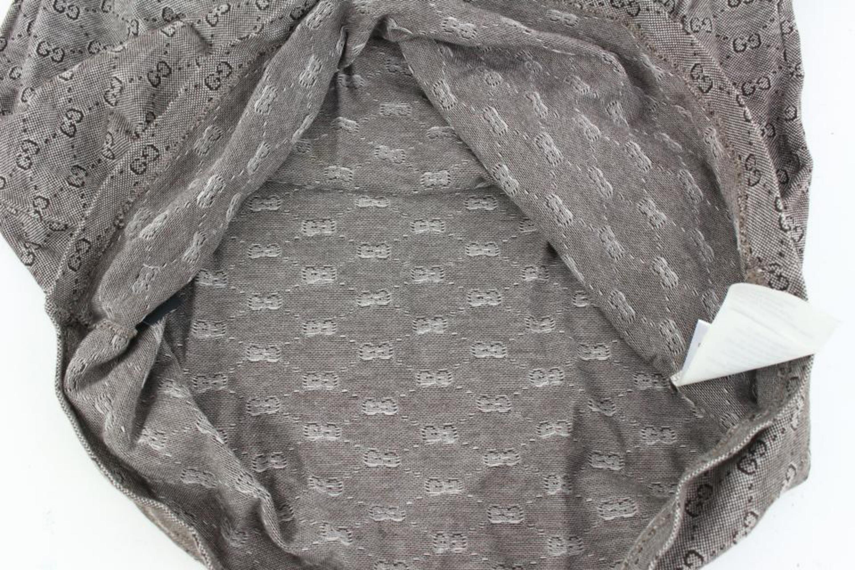 Gray Gucci Men's M Brown Monogram GG Web Collar Polo Shirt Short Sleeve 76g422s