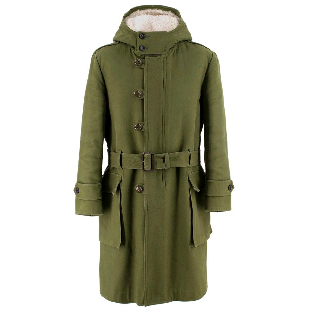 Gucci Men's Shearling-Lined Green Canvas Parka IT 48