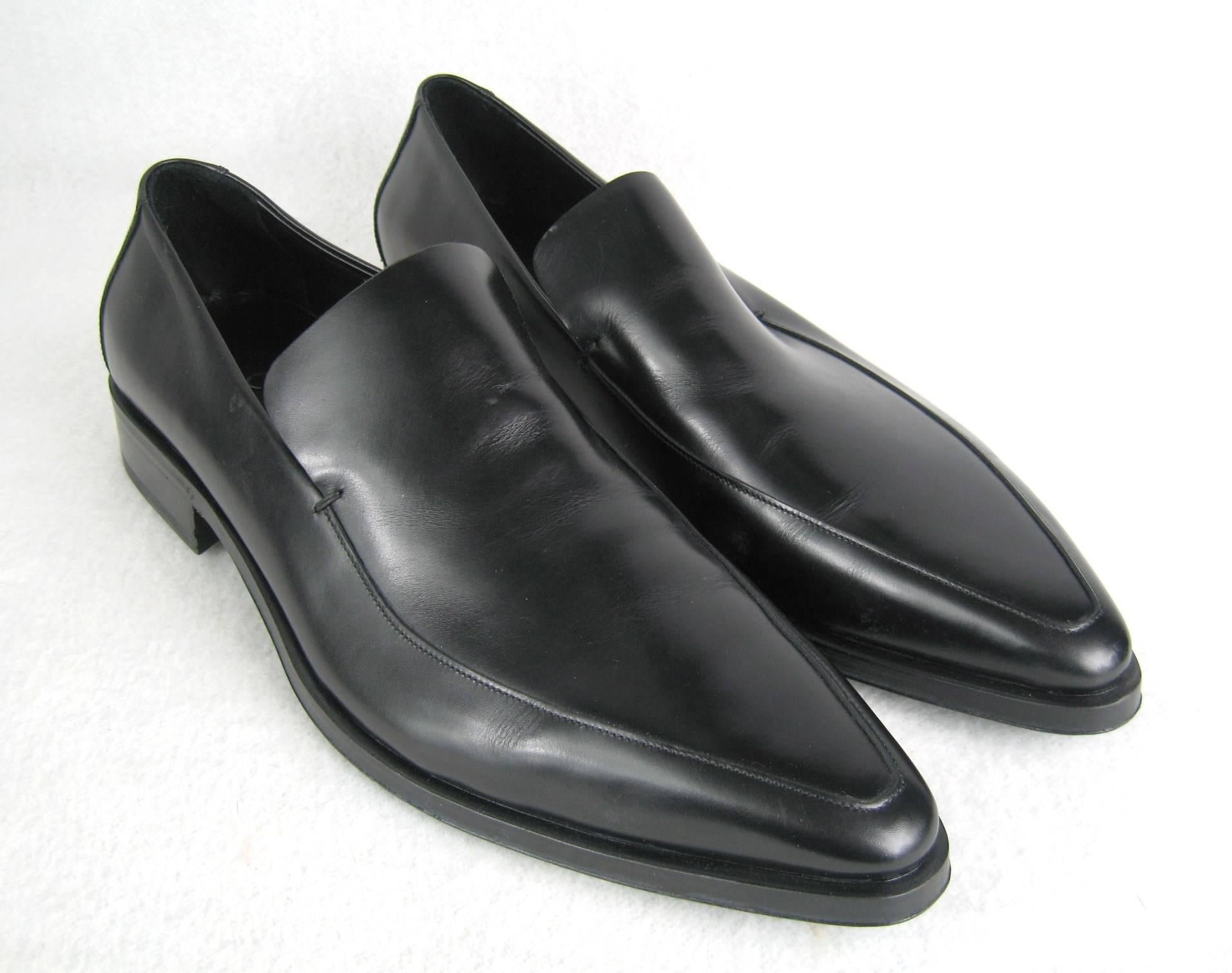 GUCCI Men's Shoes Leather Nero Black Slip On Loafers Size 13 New at 1stDibs