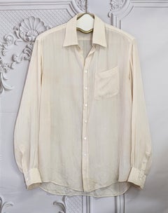 Gucci Herren Seidenkrepp gestreiftes Jacquard-Hemd, 1970er Jahre.