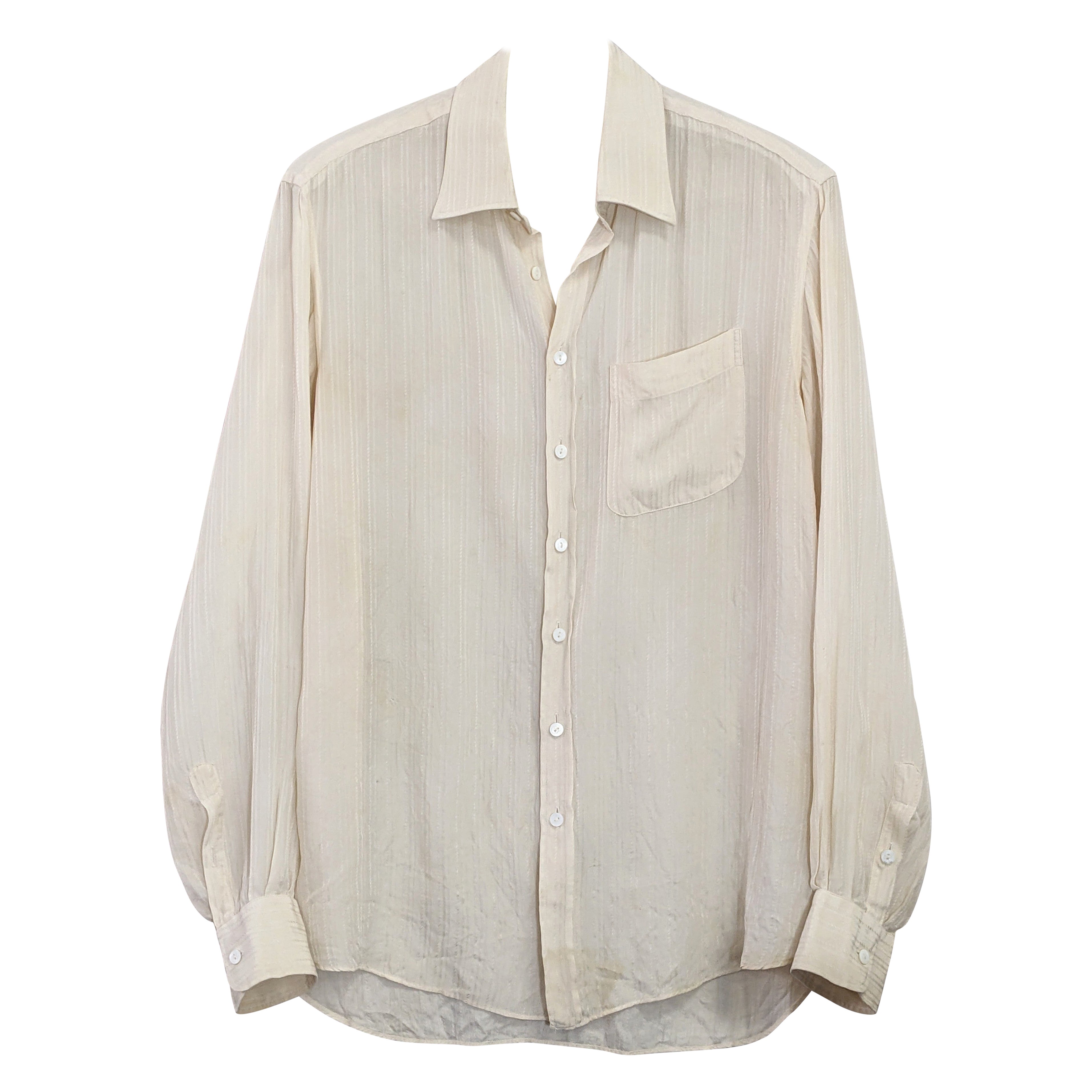 Gucci Mens Silk Crepe Striped Jacquard Shirt, 1970's.