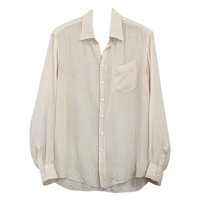 Gucci Mens Silk Crepe Striped Jacquard Shirt, 1970's.