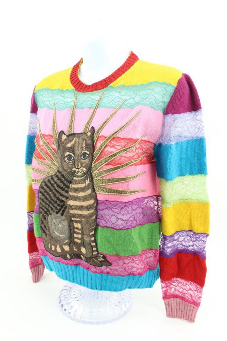 Gucci - Pull en dentelle et laine à appliques en forme de chat, pour homme,  124 g12, défilé En vente sur 1stDibs