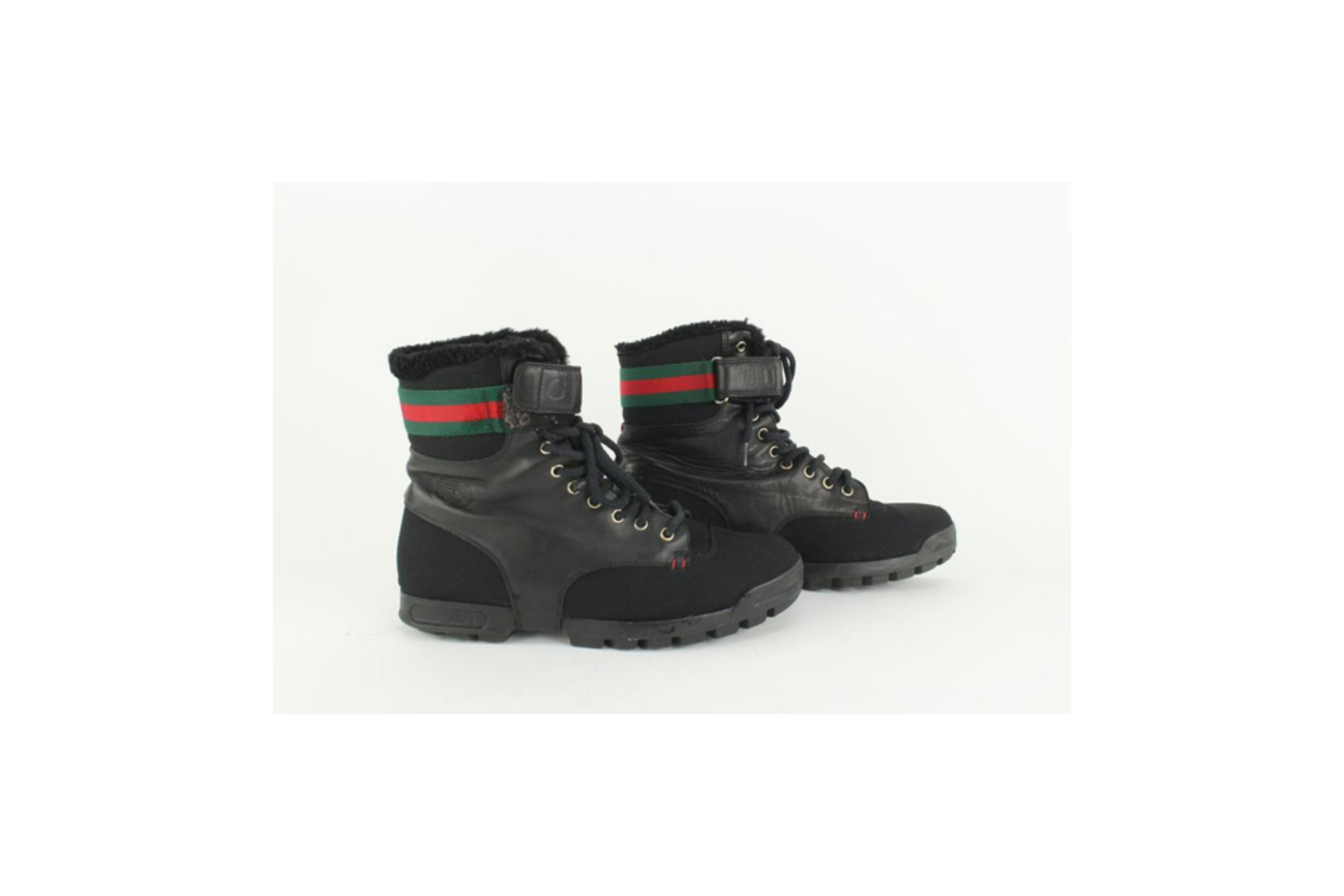 Gucci Men's US 8.5 Web Black Boots 23GG1 1