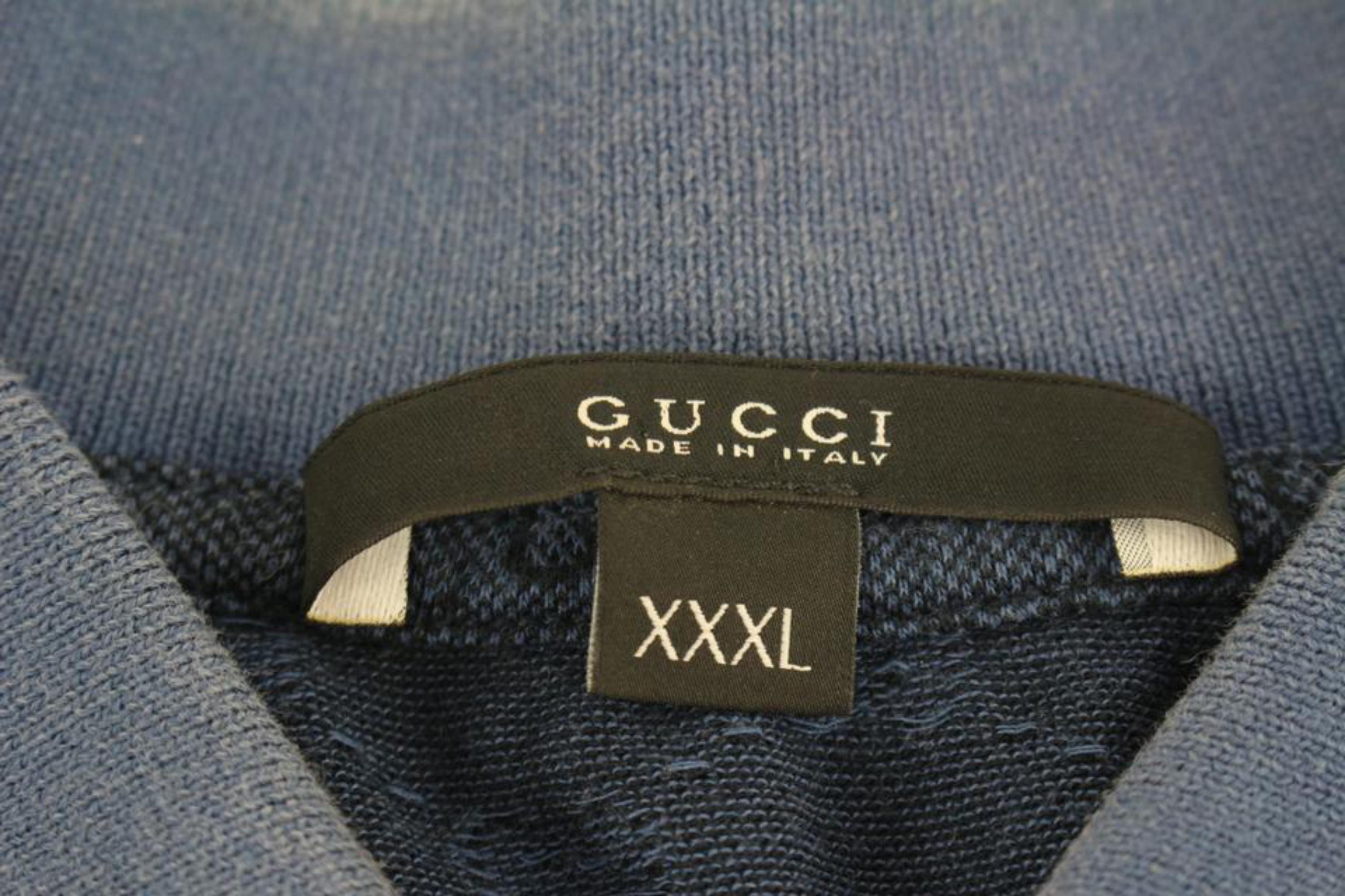 Gucci Men's XXXL Blue Monogram GG Short Sleeve Polo Shirt 0G228 For Sale 5