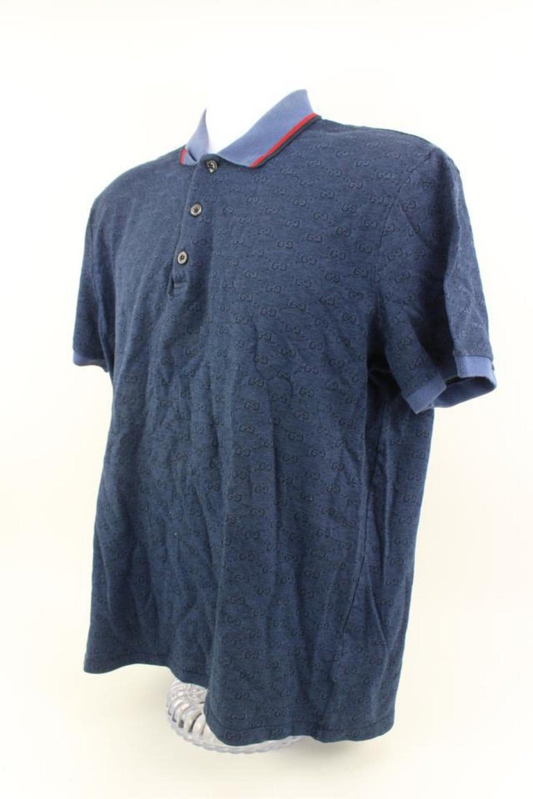 Gucci Monogram All Over Gray Polo Shirt Adult Size 2XL