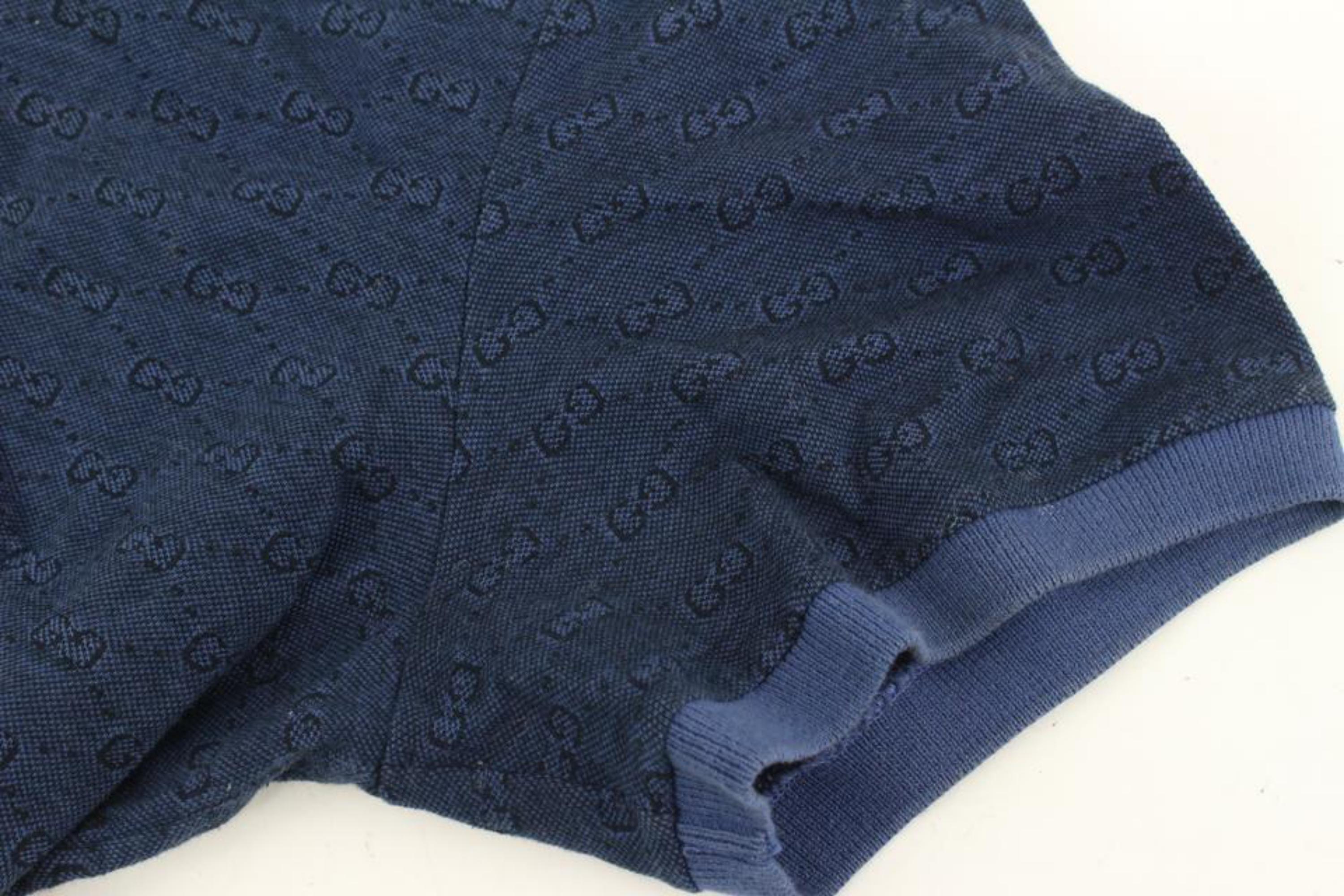 Gucci Polo à manches courtes avec monogramme GG bleu XXXL pour homme 0G228 Bon état - En vente à Dix hills, NY