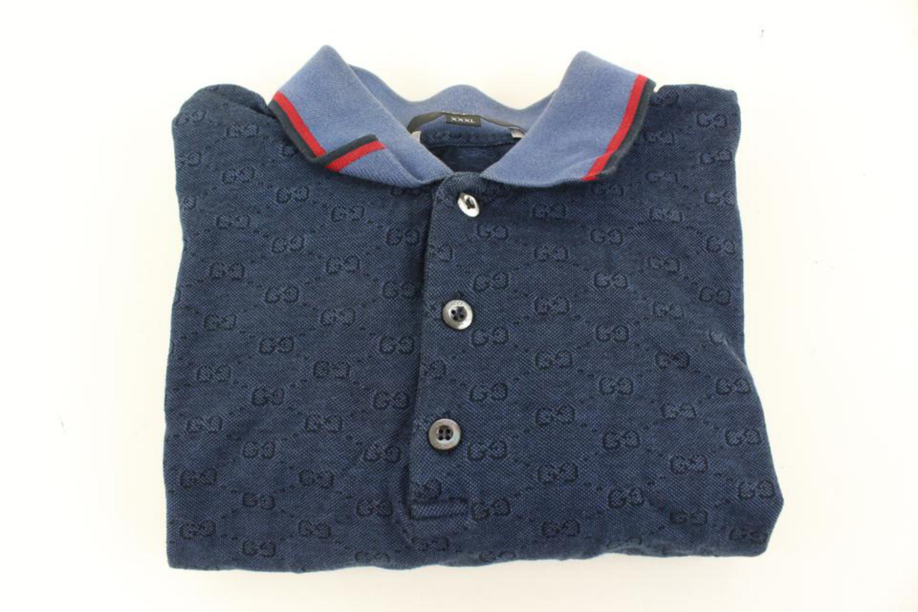 Gucci Polo à manches courtes avec monogramme GG bleu XXXL pour homme 0G228 en vente 4