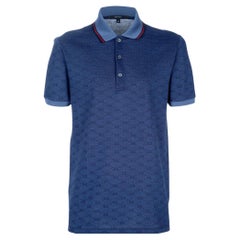 Gucci Men's XXXL Blue Monogram GG Short Sleeve Polo Shirt 0G228