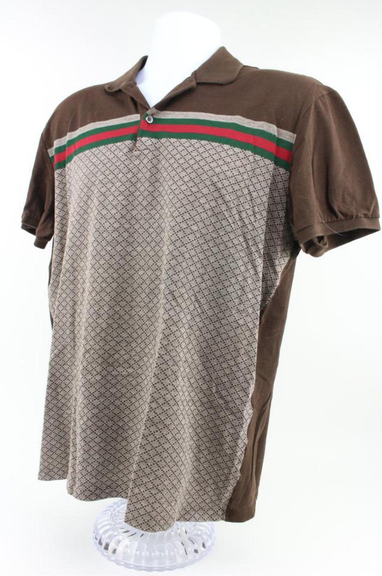 Gucci Men's XXXL Brown Diamante Logo Web Polo Shirt 114g12 For Sale at  1stDibs