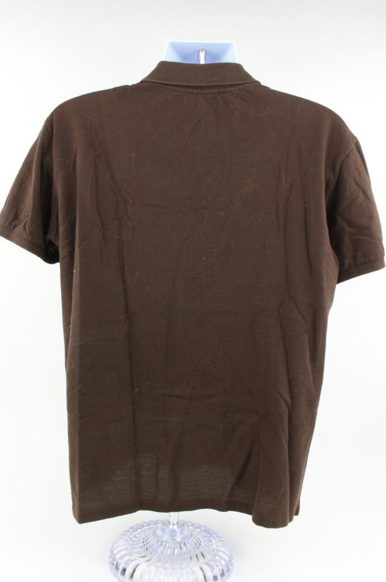 Gray Gucci Men's XXXL Brown Diamante Logo Web Polo Shirt 114g12 For Sale