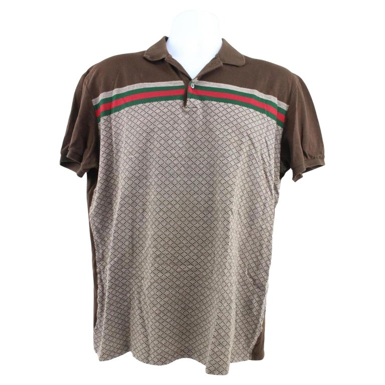 Gucci Men's XXXL Brown Diamante Logo Web Polo Shirt 114g12 For Sale at  1stDibs | gucci polo shirt mens, gucci mens shirt, gucci polo shirts men's  sale