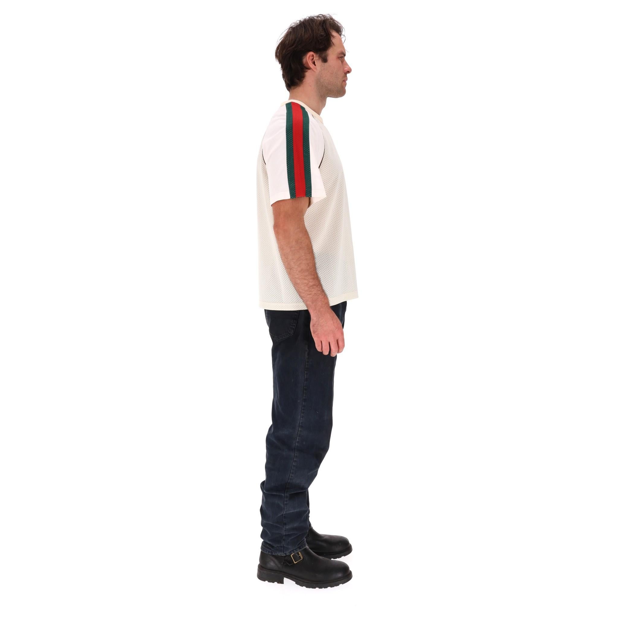 White Gucci Mesh Logo G T-Shirt