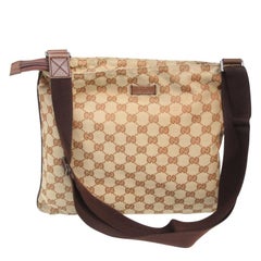 Gucci Bolsa Mensajero Lona Marrón Medio Suave GG Supreme Satchel