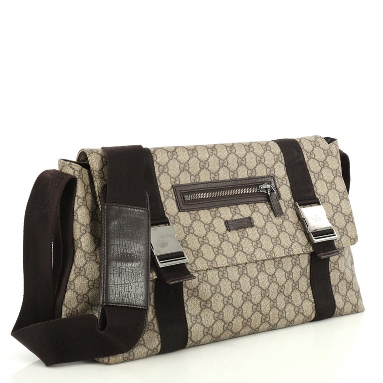Gucci Messenger Buckle Bag GG Coated Canvas Large at 1stDibs