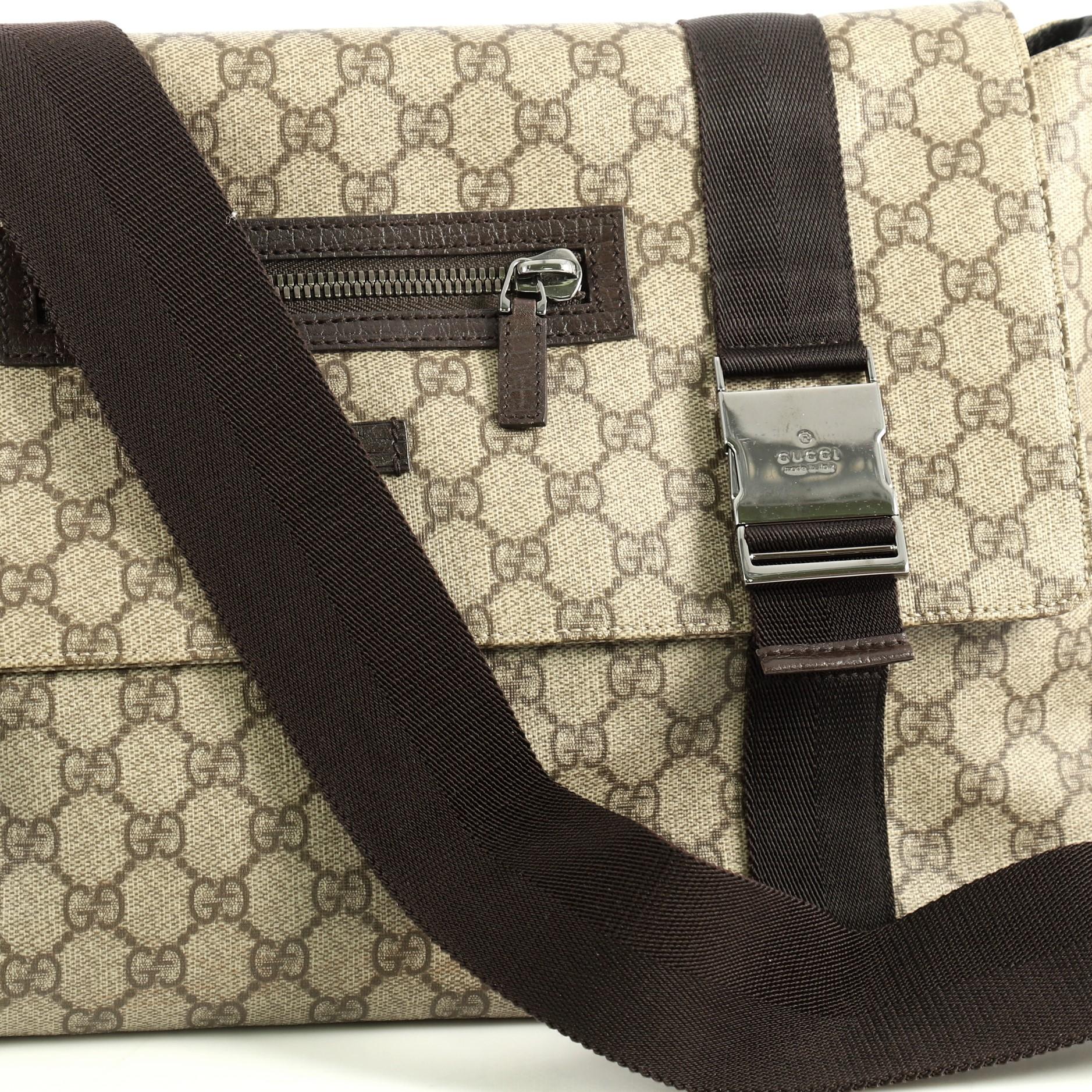 Gucci Messenger Buckle Bag GG Coated Canvas Large In Good Condition In NY, NY