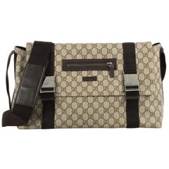 Gucci Messenger Buckle Bag GG Coated Canvas Large